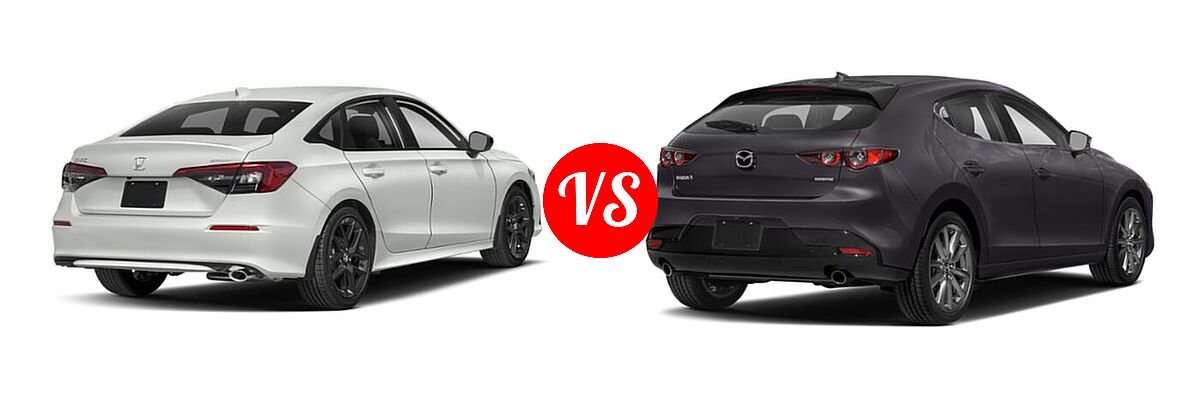 2022 Honda Civic Sedan Sport vs. 2022 Mazda 3 Sedan Preferred - Rear Right Comparison