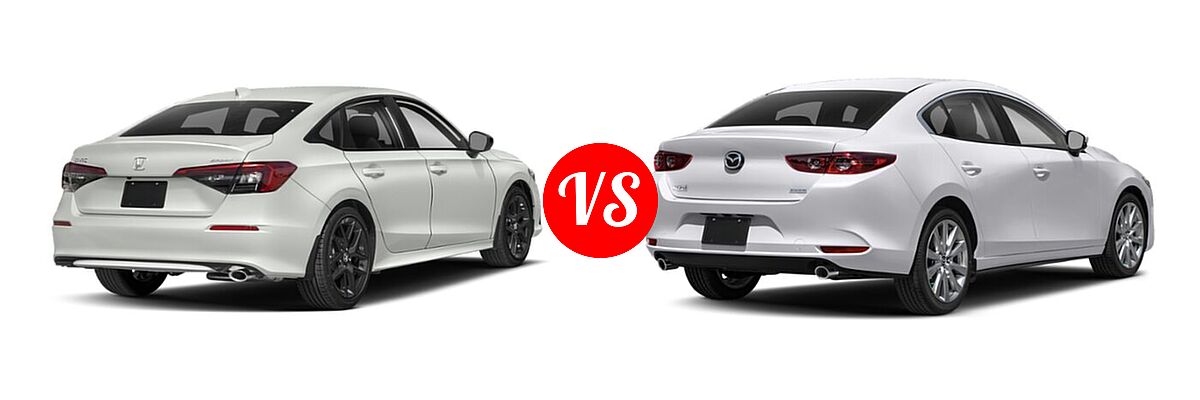 2022 Honda Civic Sedan Sport vs. 2022 Mazda 3 Sedan Select - Rear Right Comparison