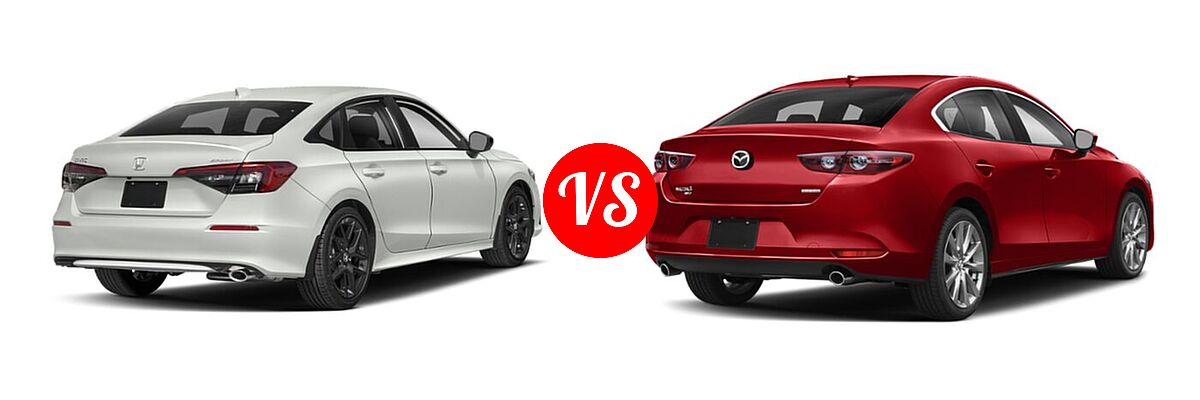 2022 Honda Civic Sedan Sport vs. 2022 Mazda 3 Sedan Preferred - Rear Right Comparison