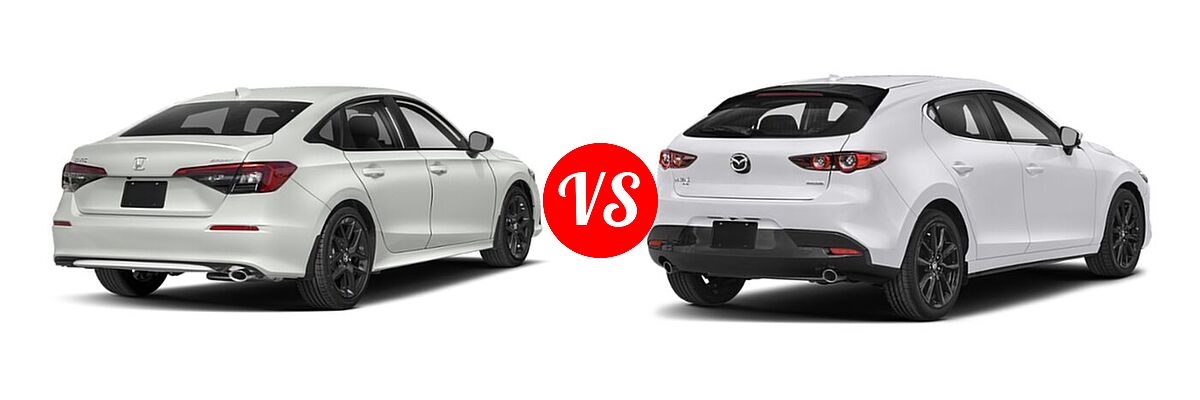 2022 Honda Civic Sedan Sport vs. 2022 Mazda 3 Sedan Premium - Rear Right Comparison