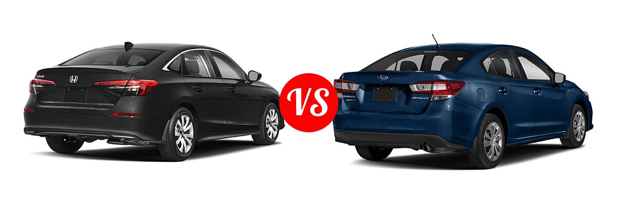 2022 Honda Civic Sedan LX vs. 2022 Subaru Impreza Sedan 4-door CVT / 4-door Manual - Rear Right Comparison