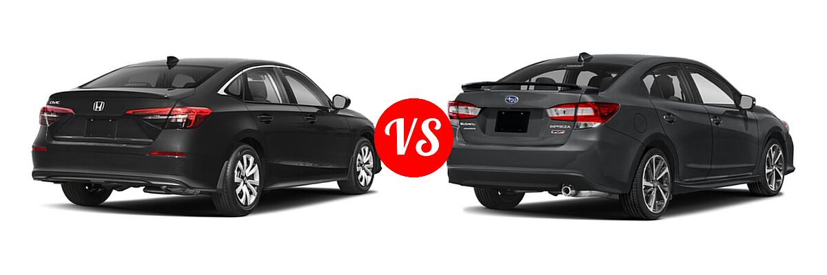 2022 Honda Civic Sedan LX vs. 2022 Subaru Impreza Sedan Sport - Rear Right Comparison
