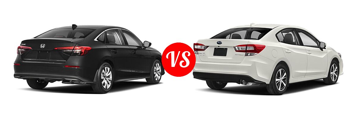 2022 Honda Civic Sedan LX vs. 2022 Subaru Impreza Sedan Premium - Rear Right Comparison