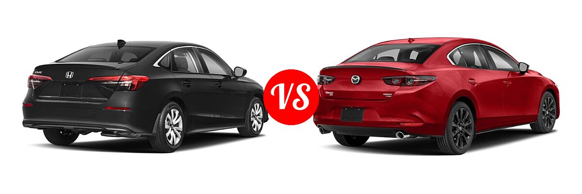 2022 Honda Civic Sedan LX vs. 2022 Mazda 3 Sedan 2.5 Turbo Premium Plus - Rear Right Comparison