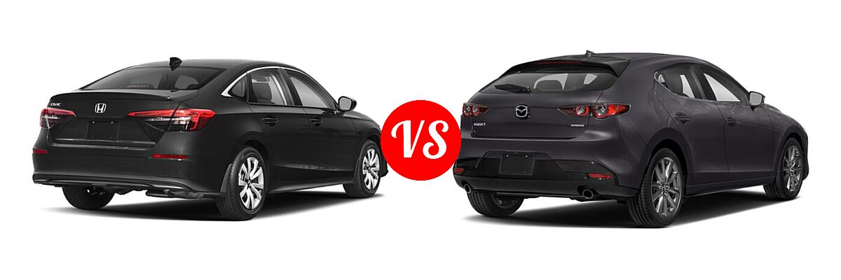 2022 Honda Civic Sedan LX vs. 2022 Mazda 3 Sedan Preferred - Rear Right Comparison