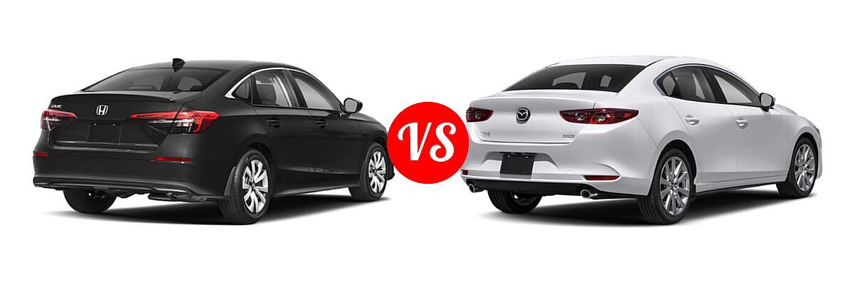 2022 Honda Civic Sedan LX vs. 2022 Mazda 3 Sedan Select - Rear Right Comparison