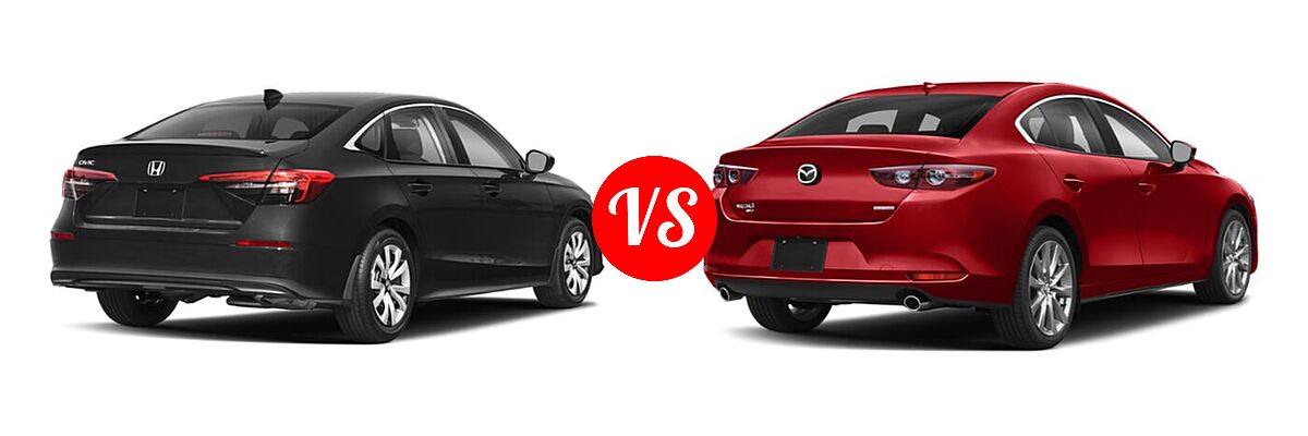 2022 Honda Civic Sedan LX vs. 2022 Mazda 3 Sedan Preferred - Rear Right Comparison