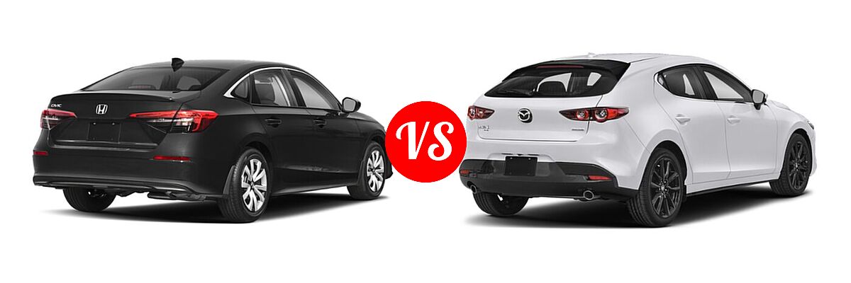 2022 Honda Civic Sedan LX vs. 2022 Mazda 3 Sedan Premium - Rear Right Comparison