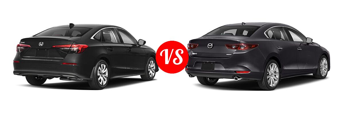 2022 Honda Civic Sedan LX vs. 2022 Mazda 3 Sedan Premium - Rear Right Comparison