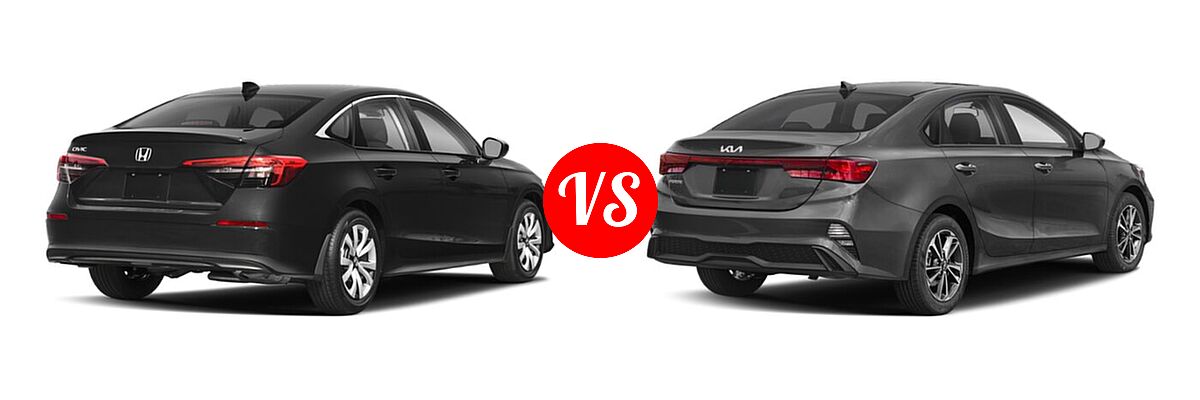 2022 Honda Civic Sedan LX vs. 2022 Kia Forte Sedan FE / LXS - Rear Right Comparison