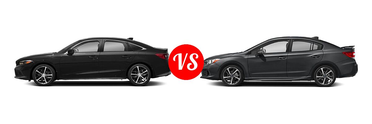 2022 Honda Civic Sedan Touring vs. 2022 Subaru Impreza Sedan Sport - Side Comparison