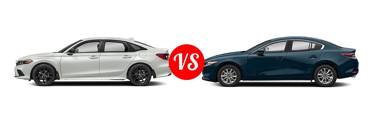 2022 Honda Civic Sedan Sport vs. 2022 Mazda 3 Sedan 2.5 S - Side Comparison