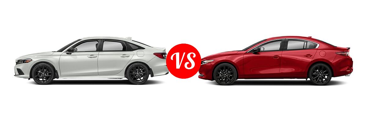 2022 Honda Civic Sedan Sport vs. 2022 Mazda 3 Sedan 2.5 Turbo Premium Plus - Side Comparison