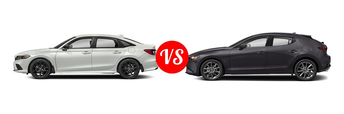 2022 Honda Civic Sedan Sport vs. 2022 Mazda 3 Sedan Preferred - Side Comparison