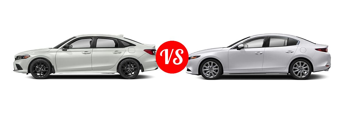 2022 Honda Civic Sedan Sport vs. 2022 Mazda 3 Sedan Select - Side Comparison