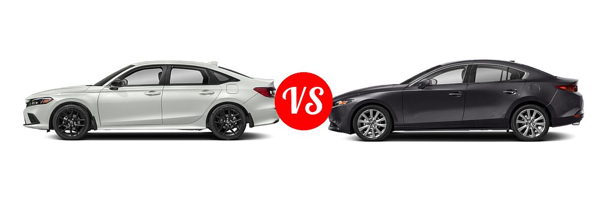 2022 Honda Civic Sedan Sport vs. 2022 Mazda 3 Sedan Premium - Side Comparison