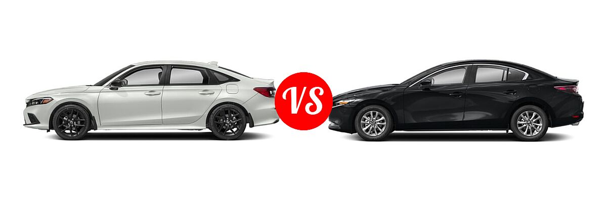 2022 Honda Civic Sedan Sport vs. 2022 Mazda 3 Sedan 2.0 - Side Comparison