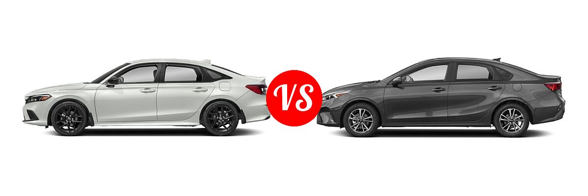 2022 Honda Civic Sedan Sport vs. 2022 Kia Forte Sedan FE / LXS - Side Comparison
