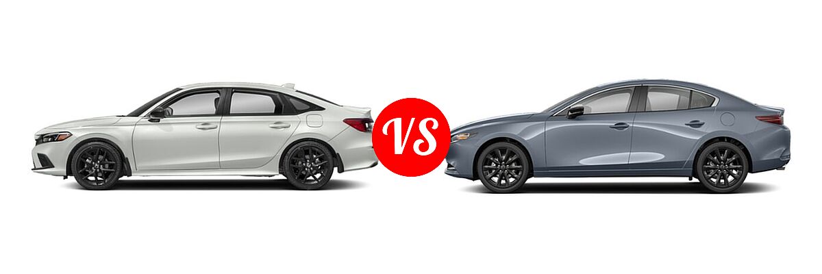 2022 Honda Civic Sedan Sport vs. 2022 Mazda 3 Sedan Carbon Edition - Side Comparison