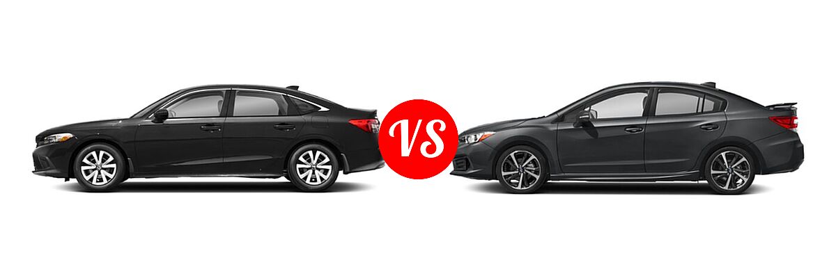 2022 Honda Civic Sedan LX vs. 2022 Subaru Impreza Sedan Sport - Side Comparison