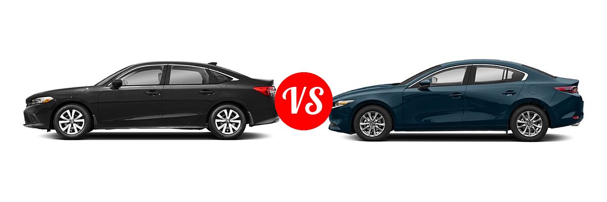 2022 Honda Civic Sedan LX vs. 2022 Mazda 3 Sedan 2.5 S - Side Comparison