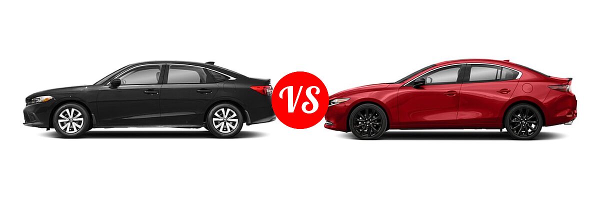 2022 Honda Civic Sedan LX vs. 2022 Mazda 3 Sedan 2.5 Turbo Premium Plus - Side Comparison
