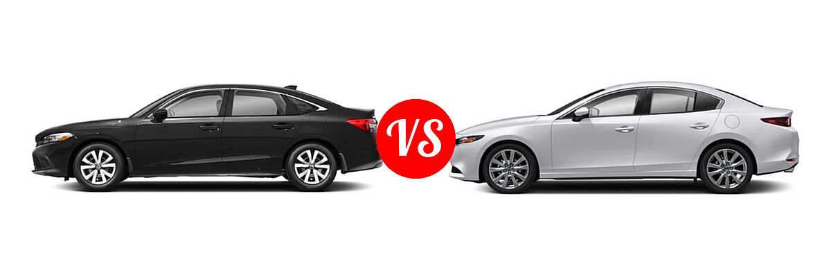 2022 Honda Civic Sedan LX vs. 2022 Mazda 3 Sedan Select - Side Comparison