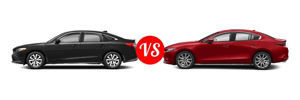2022 Honda Civic Sedan LX vs. 2022 Mazda 3 Sedan Preferred - Side Comparison