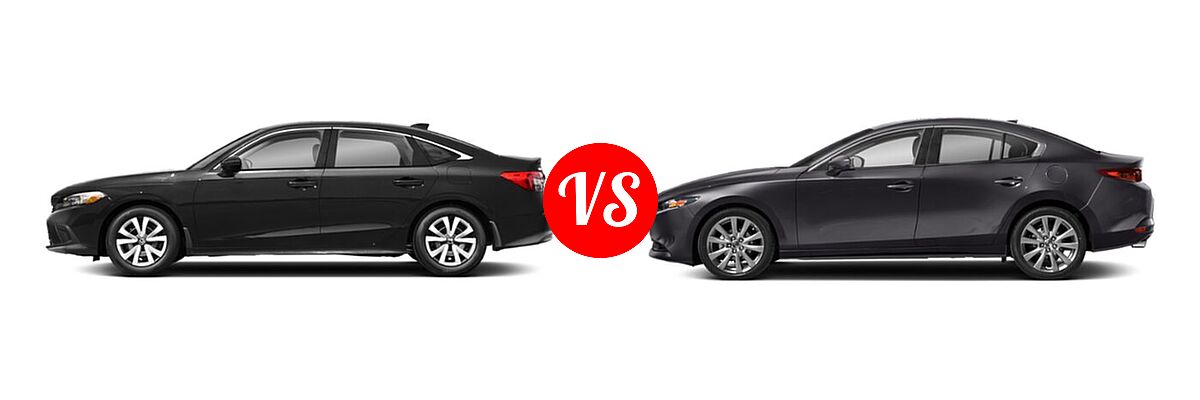2022 Honda Civic Sedan LX vs. 2022 Mazda 3 Sedan Premium - Side Comparison