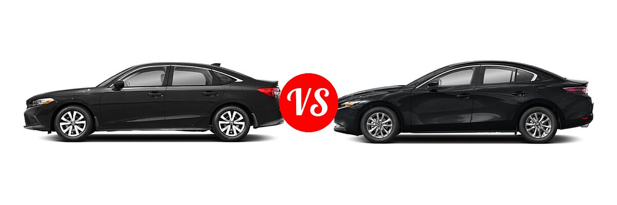 2022 Honda Civic Sedan LX vs. 2022 Mazda 3 Sedan 2.0 - Side Comparison
