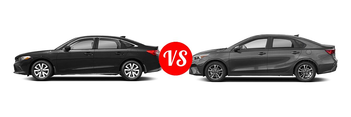 2022 Honda Civic Sedan LX vs. 2022 Kia Forte Sedan FE / LXS - Side Comparison