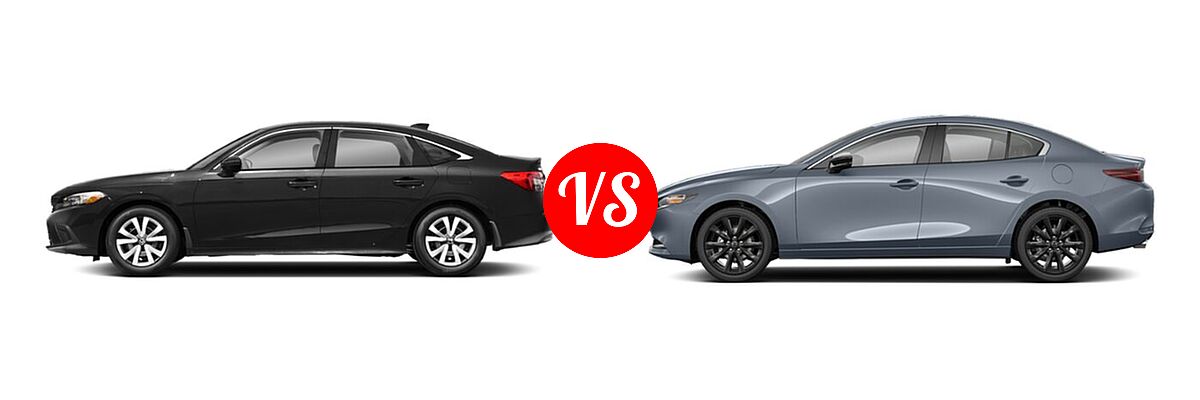 2022 Honda Civic Sedan LX vs. 2022 Mazda 3 Sedan Carbon Edition - Side Comparison