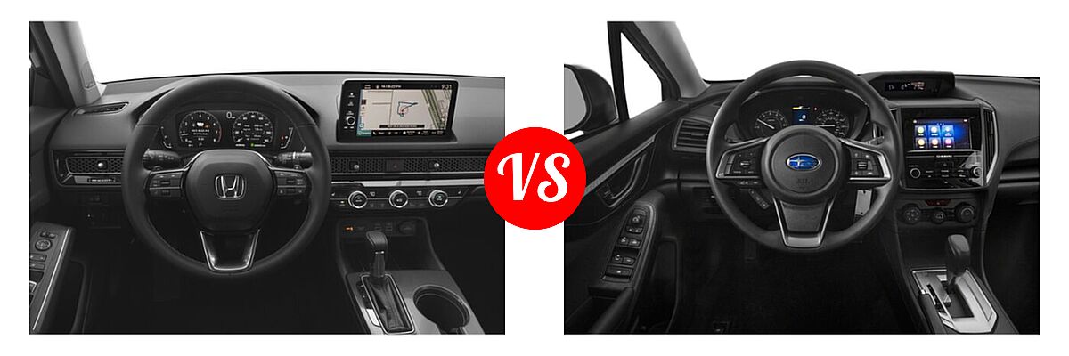 2022 Honda Civic Sedan Touring vs. 2022 Subaru Impreza Sedan 4-door CVT / 4-door Manual - Dashboard Comparison
