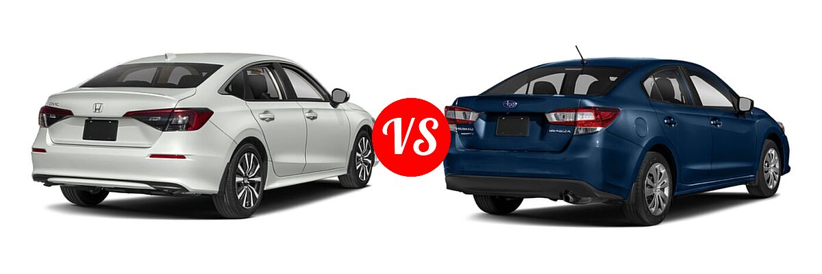 2022 Honda Civic Sedan EX vs. 2022 Subaru Impreza Sedan 4-door CVT / 4-door Manual - Rear Right Comparison