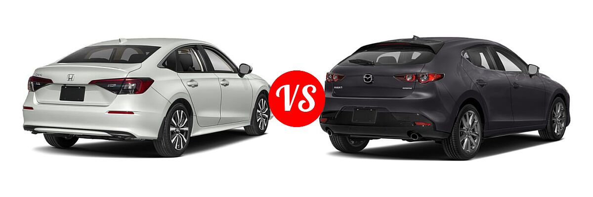 2022 Honda Civic Sedan EX vs. 2022 Mazda 3 Sedan Preferred - Rear Right Comparison