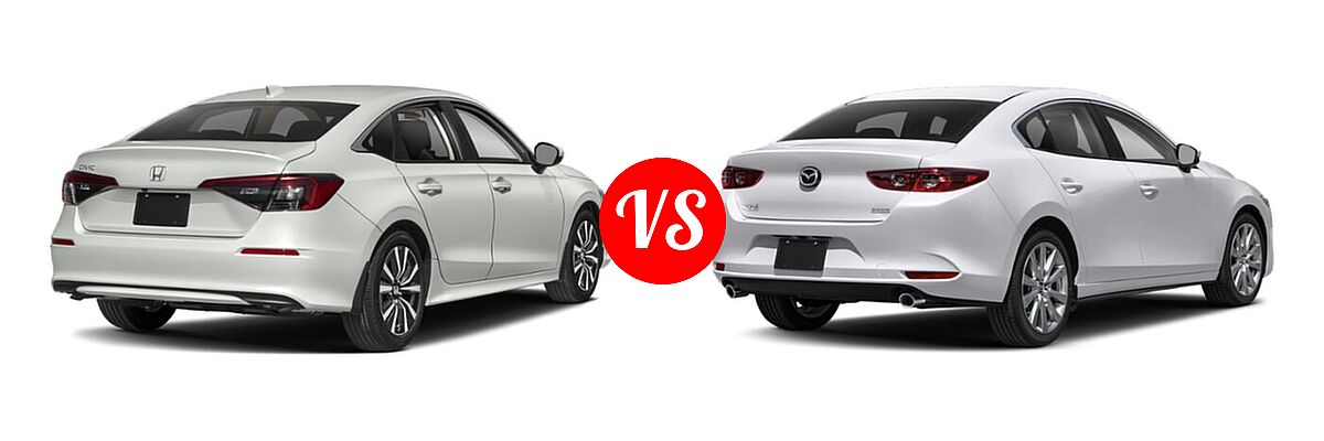 2022 Honda Civic Sedan EX vs. 2022 Mazda 3 Sedan Select - Rear Right Comparison