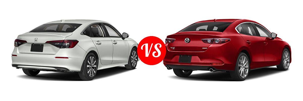 2022 Honda Civic Sedan EX vs. 2022 Mazda 3 Sedan Preferred - Rear Right Comparison