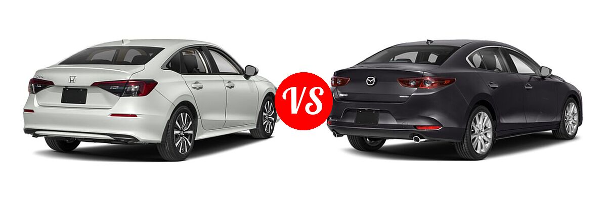 2022 Honda Civic Sedan EX vs. 2022 Mazda 3 Sedan Premium - Rear Right Comparison