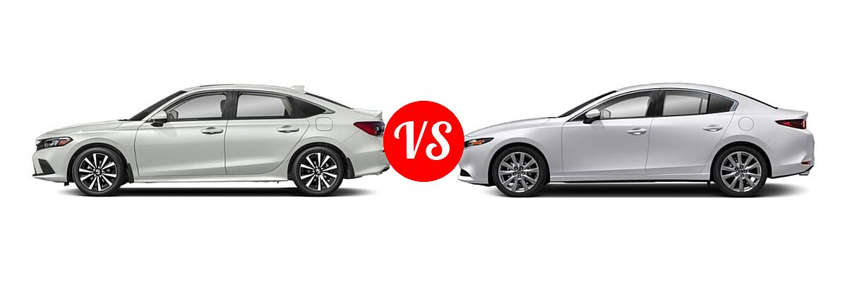 2022 Honda Civic Sedan EX vs. 2022 Mazda 3 Sedan Select - Side Comparison