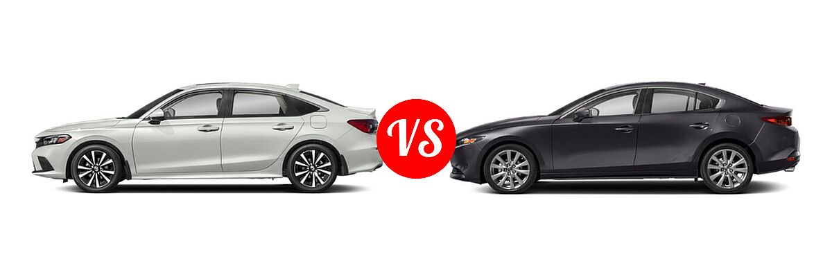 2022 Honda Civic Sedan EX vs. 2022 Mazda 3 Sedan Premium - Side Comparison