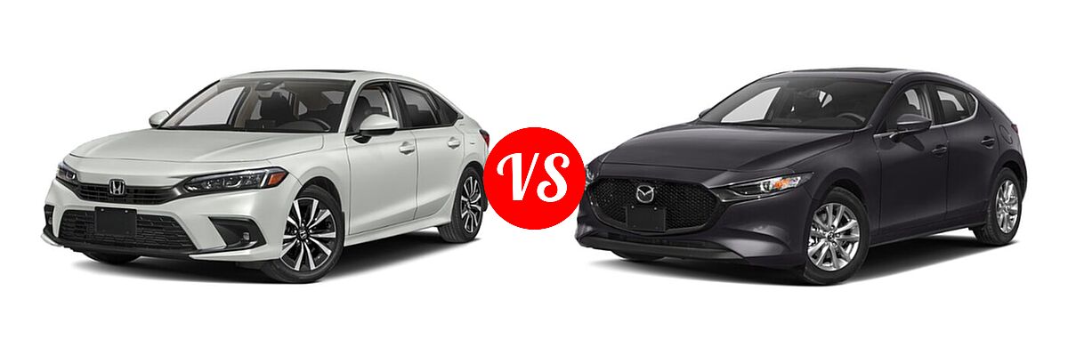 2022 Honda Civic Sedan EX vs. 2022 Mazda 3 Sedan 2.5 S - Front Left Comparison