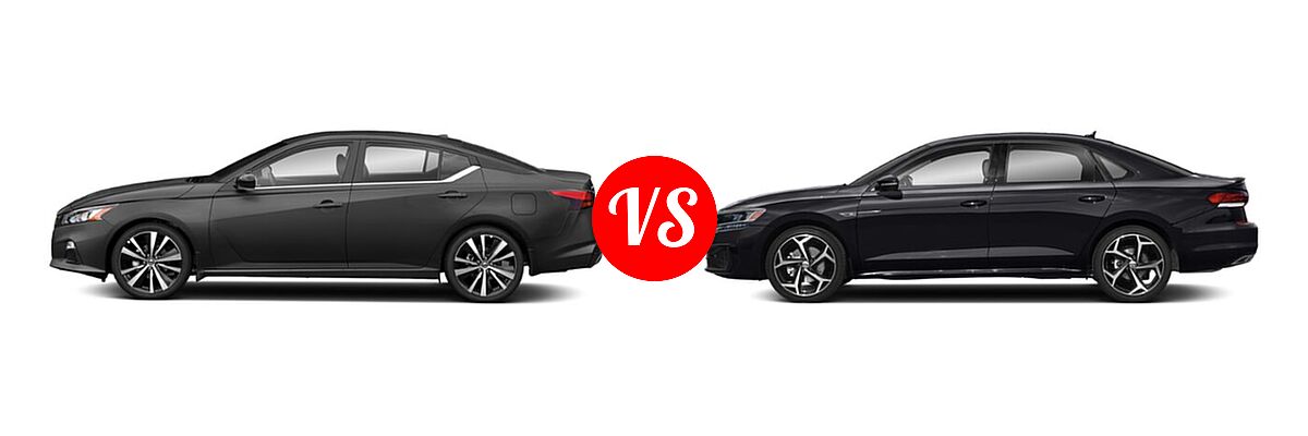 2022 Nissan Altima Sedan 2.0 SR / 2.5 SR vs. 2022 Volkswagen Passat Sedan 2.0T R-Line - Side Comparison