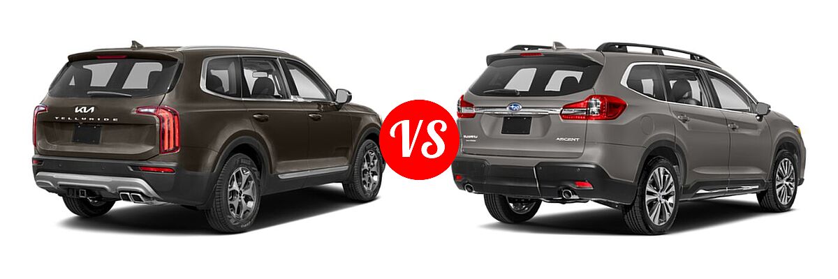 2022 Kia Telluride SUV LX vs. 2022 Subaru Ascent SUV Premium - Rear Right Comparison