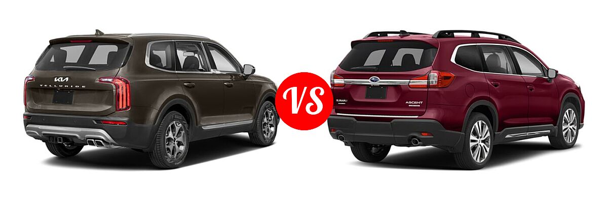 2022 Kia Telluride SUV LX vs. 2022 Subaru Ascent SUV Limited - Rear Right Comparison