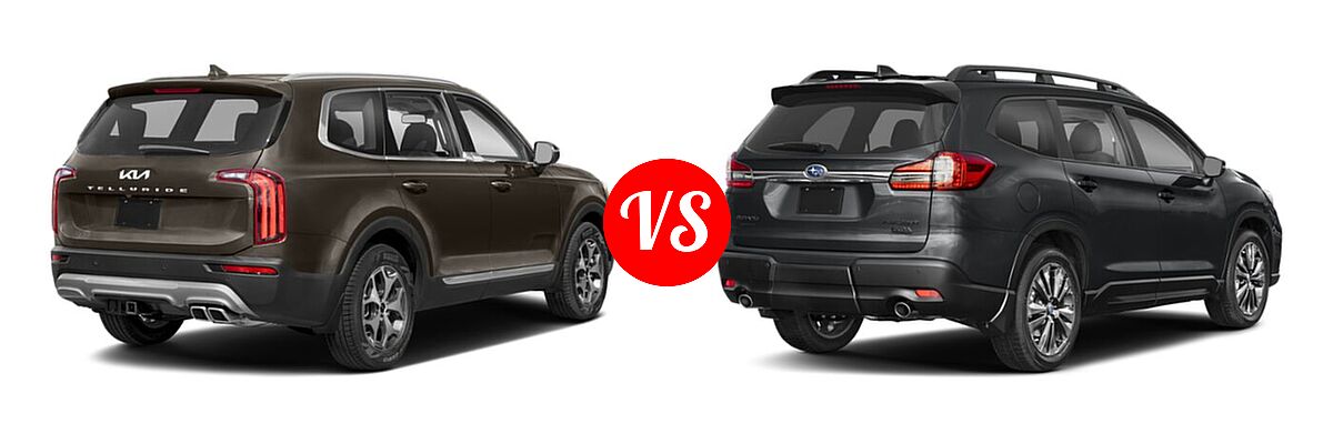 2022 Kia Telluride SUV LX vs. 2022 Subaru Ascent SUV Onyx Edition - Rear Right Comparison