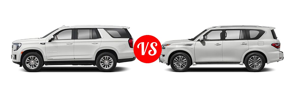 2021 GMC Yukon SUV Denali / SLE vs. 2021 Nissan Armada SUV SL - Side Comparison