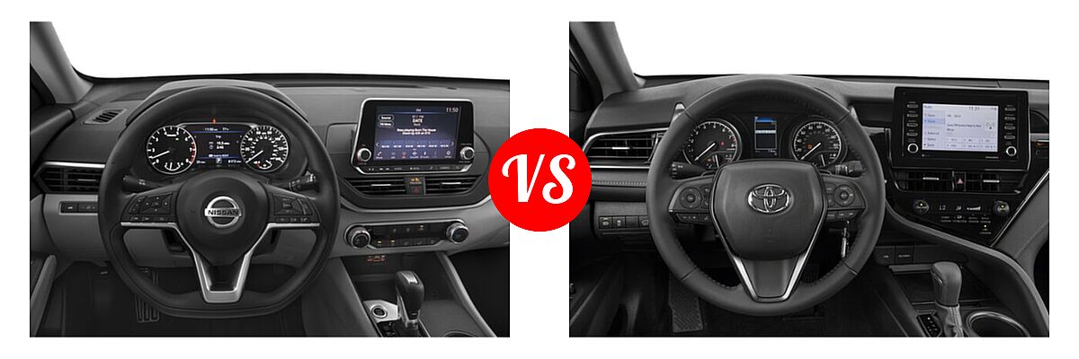 2022 Nissan Altima Sedan 2.5 Platinum / 2.5 SL / 2.5 SV vs. 2022 Toyota Camry Sedan SE - Dashboard Comparison