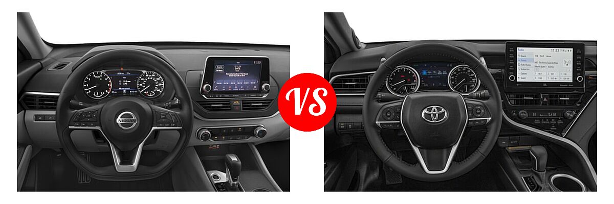 2022 Nissan Altima Sedan 2.5 Platinum / 2.5 SL / 2.5 SV vs. 2022 Toyota Camry Sedan XLE / XLE V6 - Dashboard Comparison