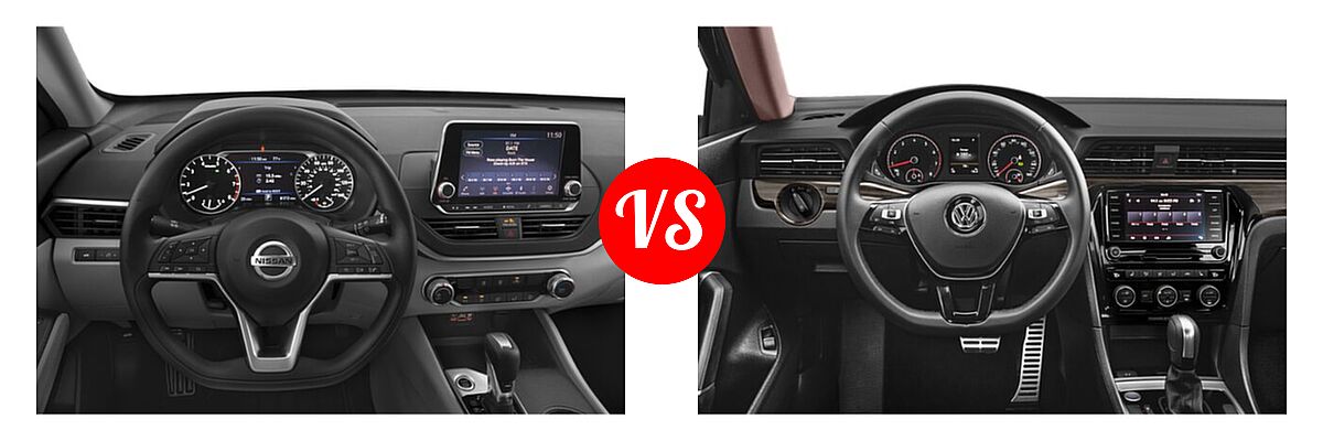 2022 Nissan Altima Sedan 2.5 Platinum / 2.5 SL / 2.5 SV vs. 2022 Volkswagen Passat Sedan 2.0T Limited Edition - Dashboard Comparison