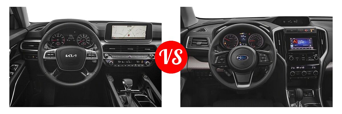 2022 Kia Telluride SUV S vs. 2022 Subaru Ascent SUV 8-Passenger - Dashboard Comparison